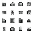 Building icon set. Simple hotel, apartment, construction solid icons sign, vector illustration.