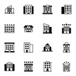 Building icon set. Simple hotel, apartment, construction solid line icons sign, vector illustration.