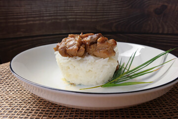 Grilled chicken with rice, chinese style.