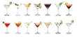 © New Africa - Set with different martini cocktails on white background, banner design