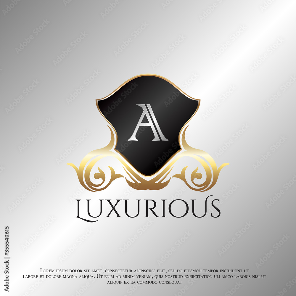Deco Shield Luxury Letter A Golden Logo Icon Template Vector Design