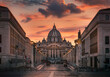 rome view of san peter basilica at sunset