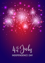 Poster - Independence Day and Violet Firework on Dark Background