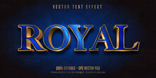 Royal Text, Blue Color And Shiny Gold Style Editable Text Effect