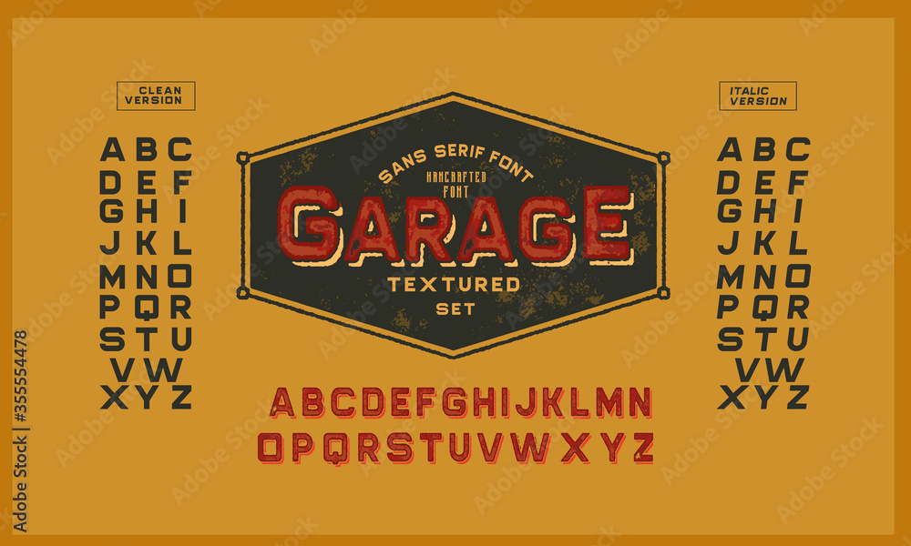 Retro style condensed typeface, vintage alphabet letters and numbers ...
