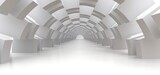 Fototapeta Do przedpokoju - Long white tunnel as an abstract background for your design. 3d illusration.