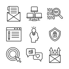 Canvas Print - set of digital contents icons