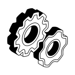 Poster - gears isometric line style icon vector design