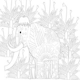 Fototapeta Dinusie - Spinosaurus Dinosaur. Dino Coloring Pages. Animal coloring book pages for Adults.