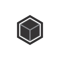 Sticker - Hexagon with 3D box icon logo design vector