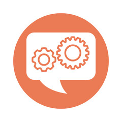 Poster - speech bubble with gears line style