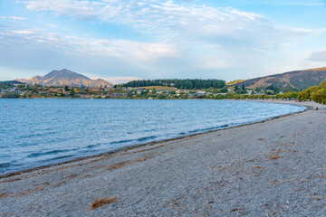 Sticker - Sunset view of Wanaka town in New Zealand