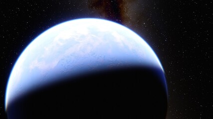 beautiful planet in far space, space background for design, outer space, planets in science fiction, exo-planet, earth-like planet 3d render