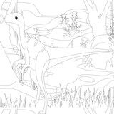 Fototapeta Dinusie - Coloring book for children with a dinosaur   in cartoon style, tyrannosaurus