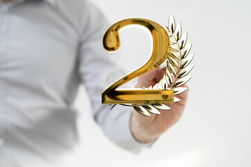 Second or two Years award Digital number award Anniversary 3d.