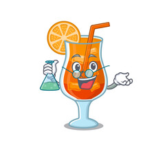 Sticker - caricature character of mai tai cocktail smart Professor working on a lab