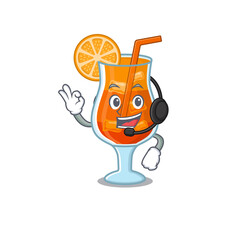 Sticker - A stunning mai tai cocktail mascot character concept wearing headphone