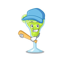 Sticker - Attractive margarita cocktail caricature character playing baseball