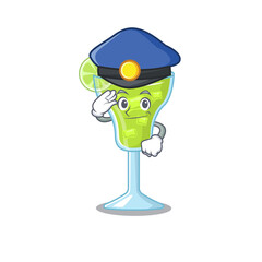 Wall Mural - Police officer cartoon drawing of margarita cocktail wearing a blue hat