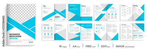 Fotografía Brochure design with blue shape concept, Simple professional multipage brochure