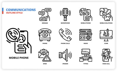 Wall Mural - Communication icon set