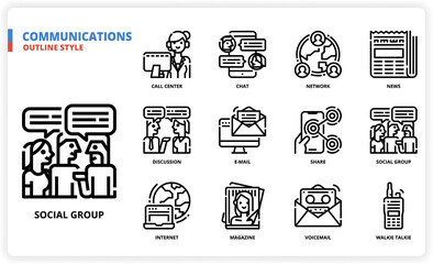 Sticker - Communication icon set