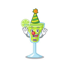 Sticker - smiley clown margarita cocktail cartoon character design concept