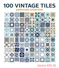 Wall Mural - tiles Portuguese patterns antique seamless design in Vector illustration	