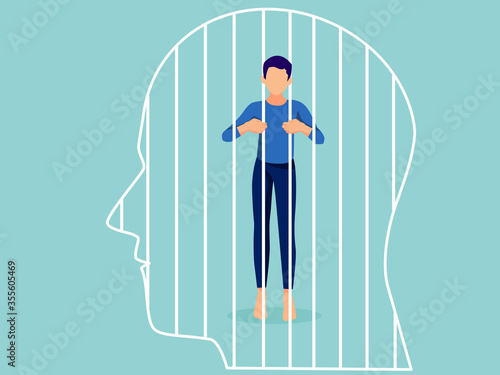 Fotografía Mental health, illness ,brain development ,medical treatment concept, sad and u