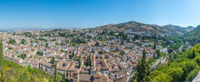 Aerial View Of Albaicin Neighborhood In Granada From Alhambra Fortress, Spain