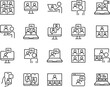 © kornkun - set of meeting online icons, video conference