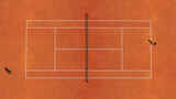 Orange clay tennis  court