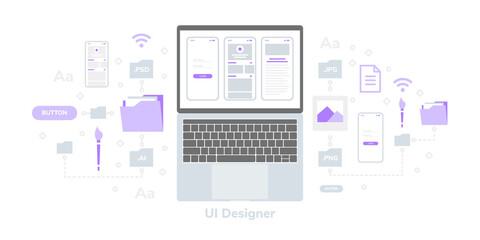 Wall Mural - ui designer flat vector illustration, suitable for web banners, infographics, book, social media, an