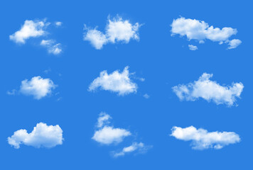 Wall Mural - Clouds vector collection, set of realistic cumulus isolated.