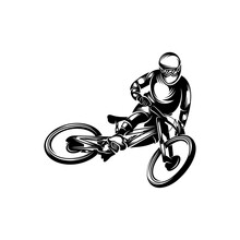 Mountain Bike Downhill Logo Vector Illustration, Downhill Players Silhouette Design