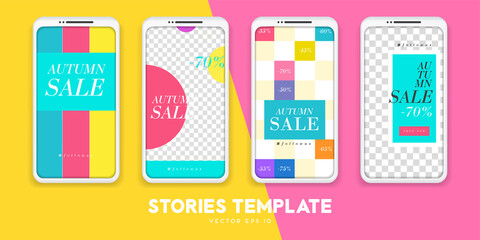 Set of minimalistic stories for Internet. Pack for creature your unique content. Modern geometric template