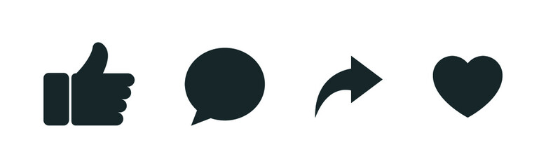 Poster - social icons collection, like share comment love icons collection
