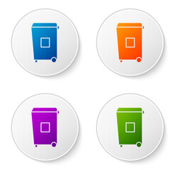 Sticker - Color Trash can icon isolated on white background. Garbage bin sign. Recycle basket icon. Office trash icon. Set icons in circle buttons. Vector Illustration.