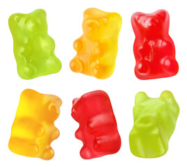 Wall Mural - Jelly gummy bears set, isolated on white background