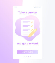 Sticker - Take a survey, mobile vector template