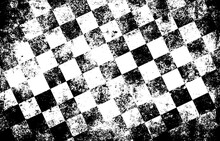 Checkered Grunge Pattern. Peeling Paint Black White Shabby Wall Background. Worn Cement Wall. Distressed Texture. 