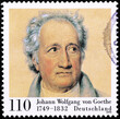 Portrait of Goethe on german postage stamp