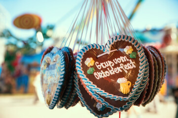 regards from the Oktoberfest - original bavarian Oktoberfest gingerbread heart from Germany 