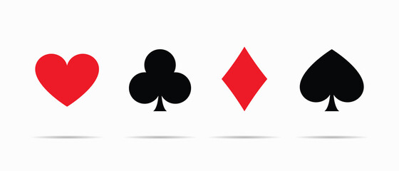 Fototapete - Set of vector playing card symbols isolated on white background. Vector illustration.