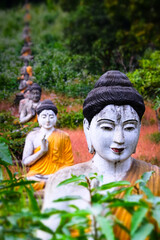 Wall Mural - Lot Buddhas statues in Loumani Buddha Garden.  Hpa-An, Myanmar (Burma)