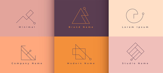 Wall Mural - six minimal brand logo style collection design