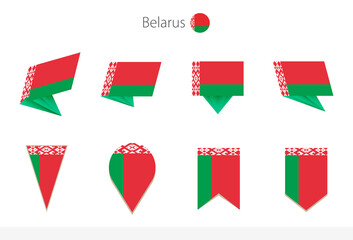 Poster - Belarus national flag collection, eight versions of Belarus vector flags.