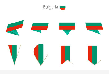 Poster - Bulgaria national flag collection, eight versions of Bulgaria vector flags.