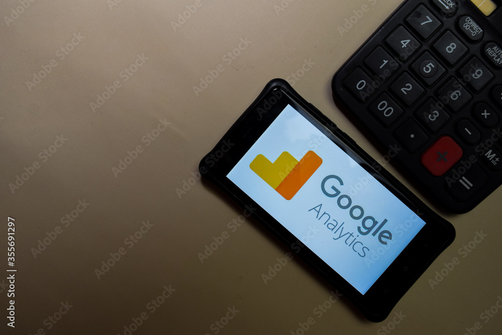 Google Analytics dev app on Smartphone screen. Analytics is a freeware ...