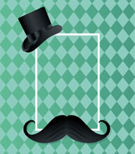 Frame With Hat And Mustache Of Fathers Day Vector Design